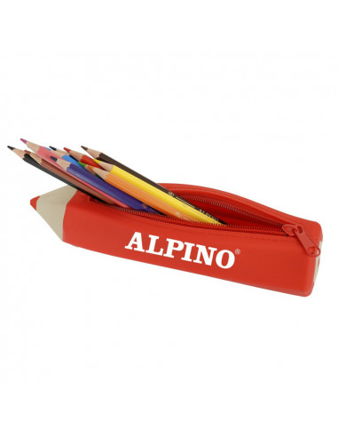 Penar cu fermoar, forma creion, 12 creioane colorate incluse