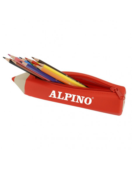 Penar cu fermoar, forma creion, 12 creioane colorate incluse