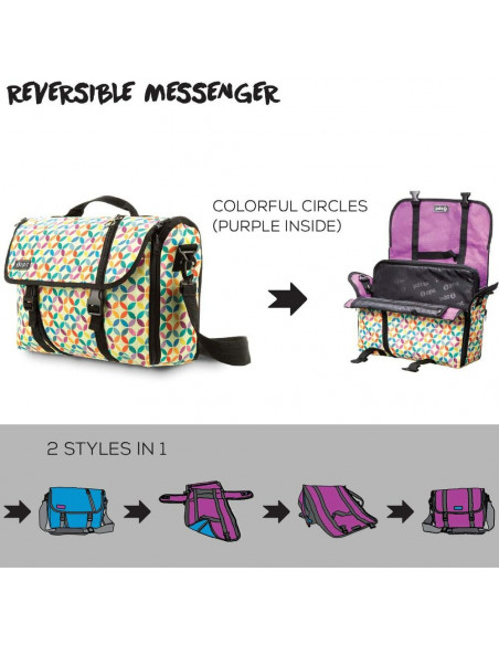 Geanta reversibila ZIPIT, cu husa laptop 14 inch - cercuri