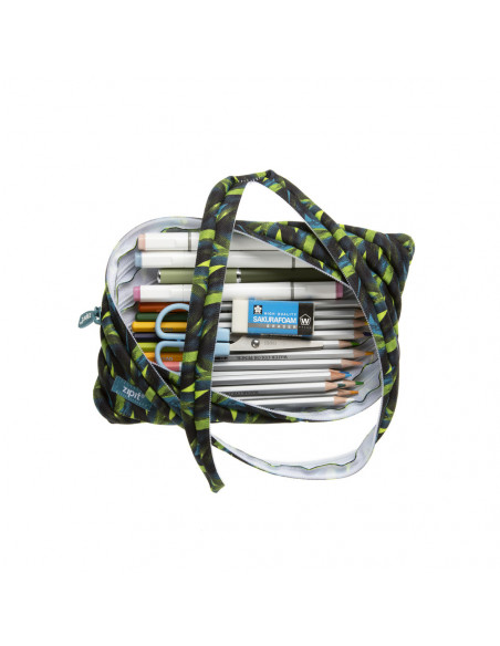 Penar cu fermoar, ZIPIT Fresh Jumbo - verde cu flori,ZP-422903