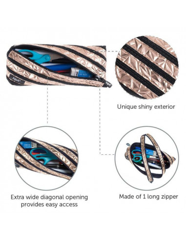 Penar cu fermoar, ZIPIT Metallic - bronz,ZP-192433
