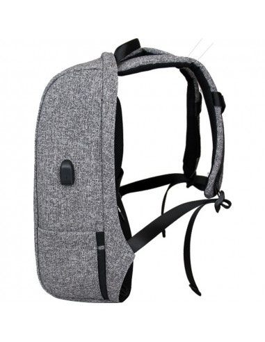 Rucsac BESTLIFE Travel Safe - gri/negru - laptop 16 inch