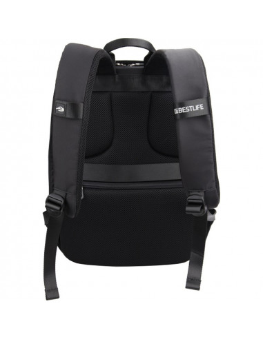 Rucsac BESTLIFE Travel Safe - negru/albastru - laptop 16 inch