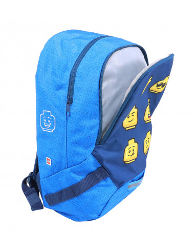 Rucsac scoala LEGO V-Line - design Faces Blue,LG-10048-2006