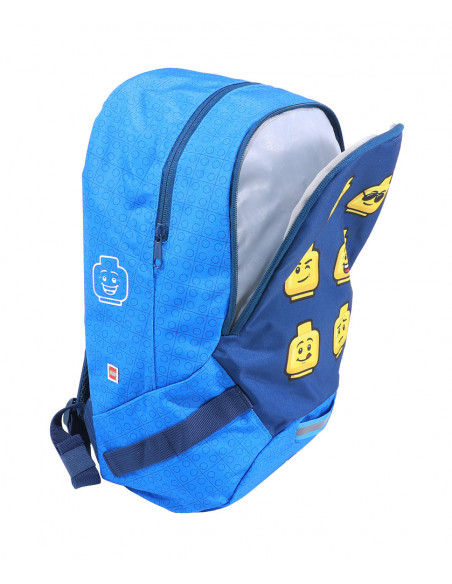 Rucsac scoala LEGO V-Line - design Faces Blue,LG-10048-2006