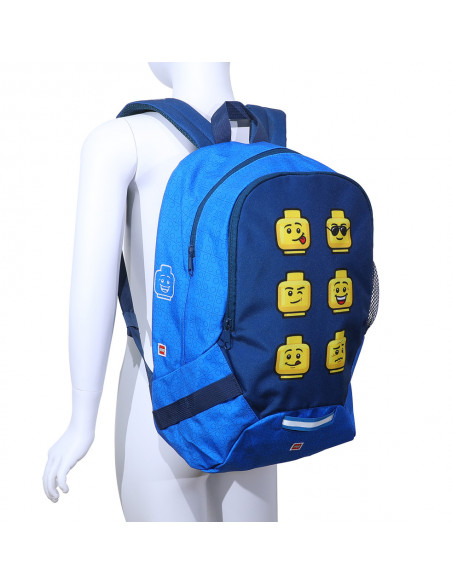 Rucsac scoala LEGO V-Line - design Faces Blue,LG-10048-2006