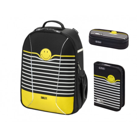 Set Scoala Herlitz Be.Bag Airgo Smiley World Black Stripes - Set Scoala Herlitz Be.Bag Airgo Smiley World Black Stripes -
