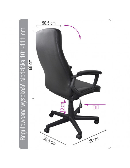 Scaun de birou, brate plastic, rotile, piele ecologica, Office