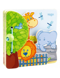 Carte din lemn pentru bebelusi - Animale de la zoo, Haba,300129 2