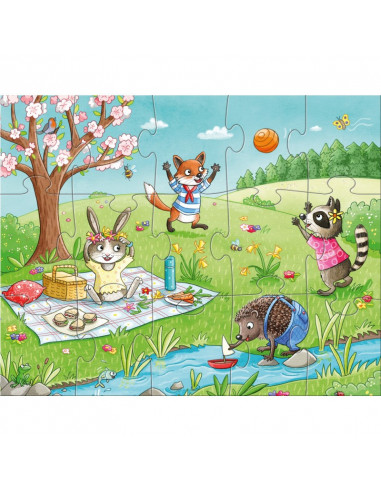 Set 4 puzzle-uri cu figurine Anotimpurile, HABA,301888