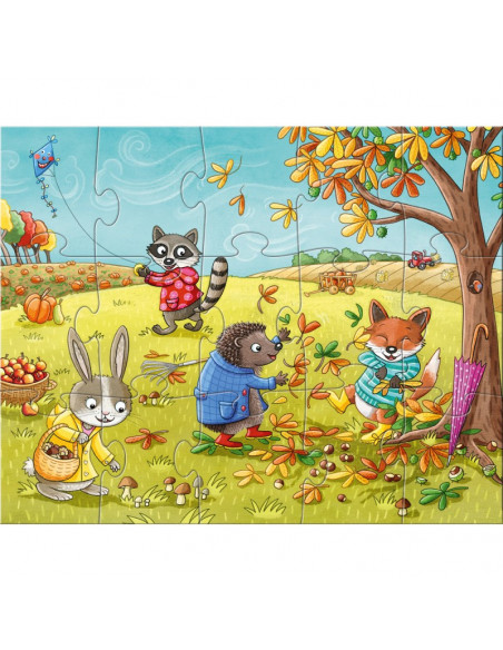 Set 4 puzzle-uri cu figurine Anotimpurile, HABA,301888