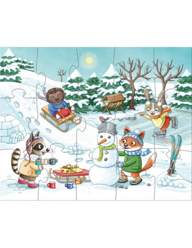 Set 4 puzzle-uri cu figurine Anotimpurile, HABA,301888