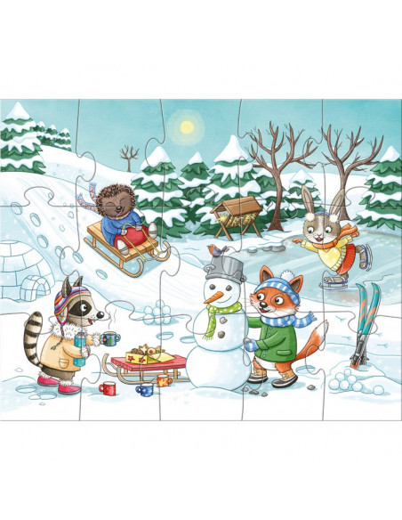 Set 4 puzzle-uri cu figurine Anotimpurile, HABA,301888