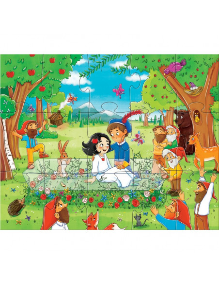 Set 4 puzzle-uri cu figurine In lumea basmelor, HABA,304701