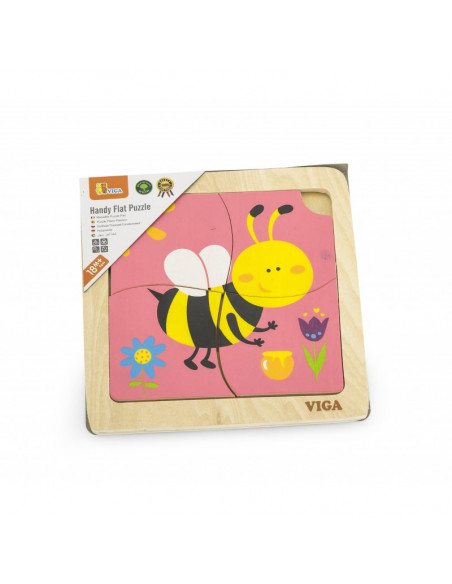 Puzzle din lemn din 4 piese mari - albina, Viga,50138