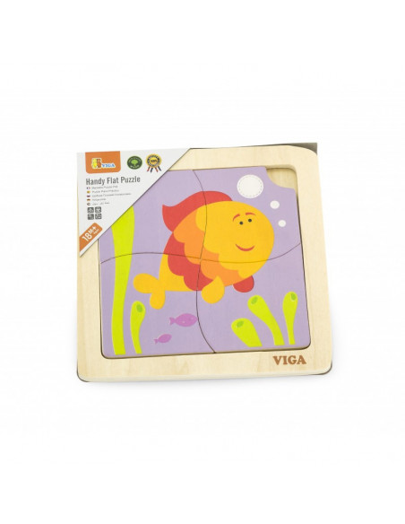 Puzzle din lemn din 4 piese mari - peste, Viga,50144