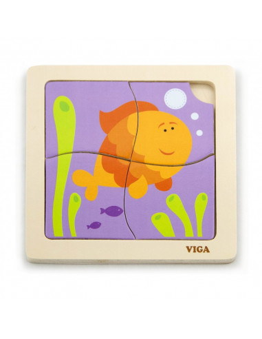 Puzzle din lemn din 4 piese mari - peste, Viga,50144
