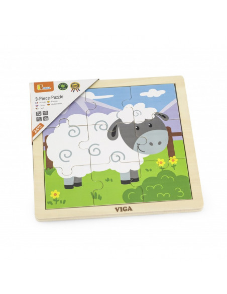 Puzzle din 9 piese mari - oaie, Viga,51437