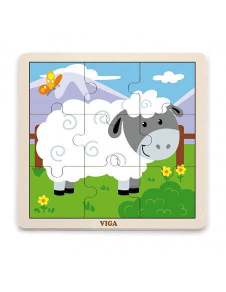 Puzzle din 9 piese mari - oaie, Viga,51437