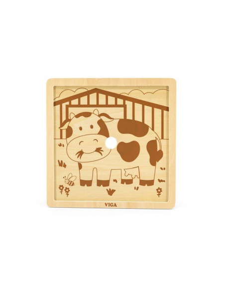 Puzzle din 9 piese mari - vaca, Viga,51438