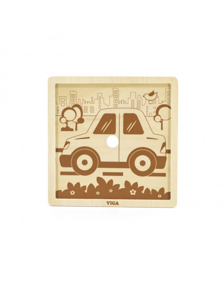 Puzzle din 9 piese mari - masina, Viga,51444