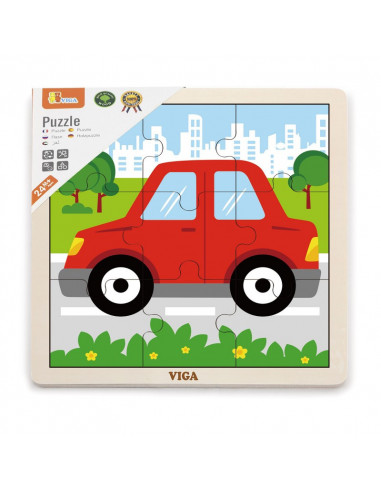 Puzzle din 9 piese mari - masina, Viga,51444
