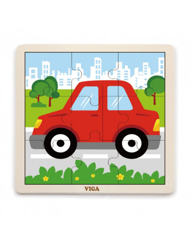 Puzzle din 9 piese mari - masina, Viga,51444
