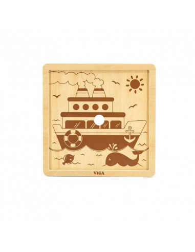 Puzzle din 9 piese mari - vapor, Viga,51445