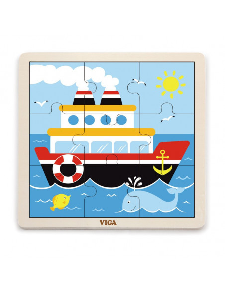 Puzzle din 9 piese mari - vapor, Viga,51445