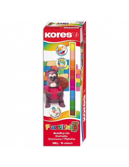 PLASTILINA 10 CULORI 200G KORES,KO34010