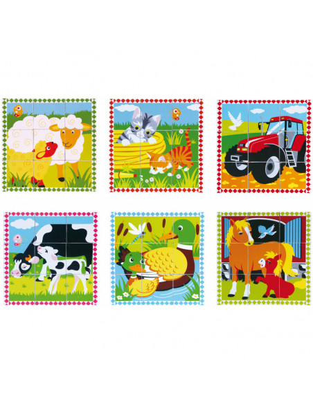 Puzzle din cuburi 6 in 1, Viga,59789