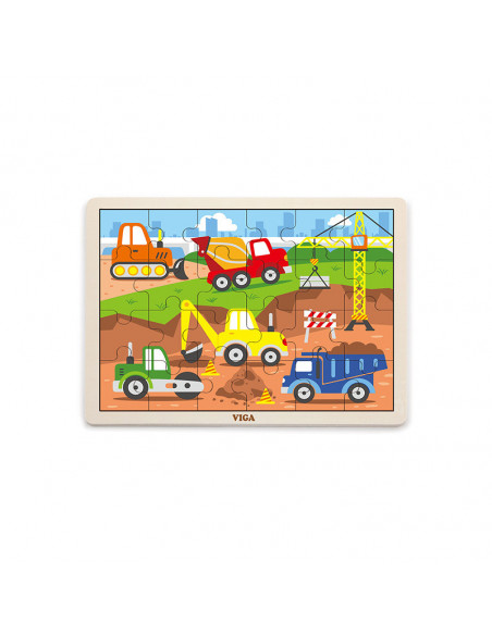 Puzzle Vehicule pentru constructii, 24 piese, Viga,51463 Puzzle Vehicule pentru constructii, 24 piese, Viga,51463