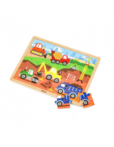 Puzzle Vehicule pentru constructii, 24 piese, Viga,51463 Puzzle Vehicule pentru constructii, 24 piese, Viga,51463