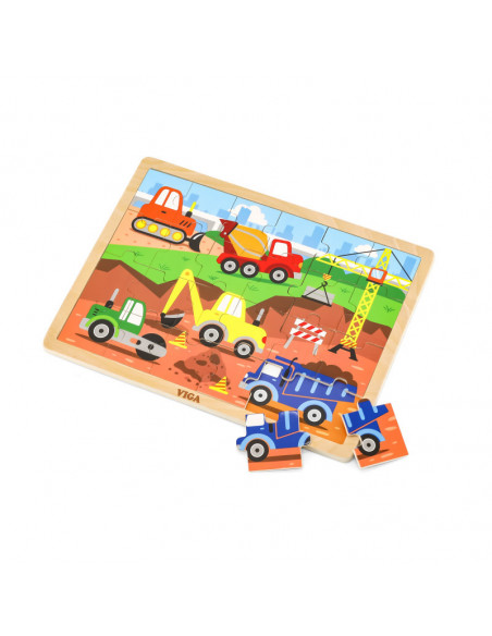 Puzzle Vehicule pentru constructii, 24 piese, Viga,51463 Puzzle Vehicule pentru constructii, 24 piese, Viga,51463