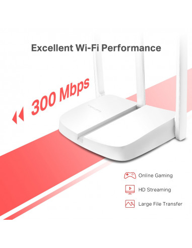 ROUTER MERCUSYS wireless 300Mbps, 1 x 10/100Mbps WAN, 3 x