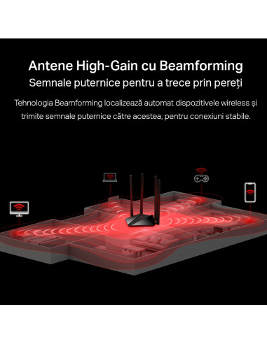 ROUTER MERCUSYS wireless 1200Mbps, 2 porturi LAN Gigabit, 1