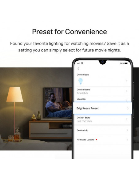 BEC LED wireless TP-LINK, 800lm, 8.7W, E27, se conecteaza la