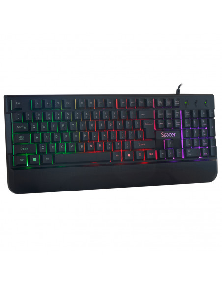 KIT gaming SPACER USB INVICTUS, tastatura RGB rainbow + mouse
