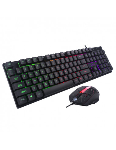 KIT gaming SPACER USB, tastatura RGB rainbow + mouse optic 7