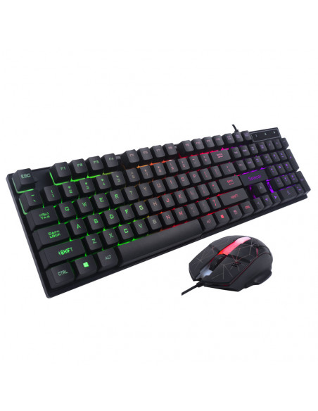 KIT gaming SPACER USB, tastatura RGB rainbow + mouse optic 7