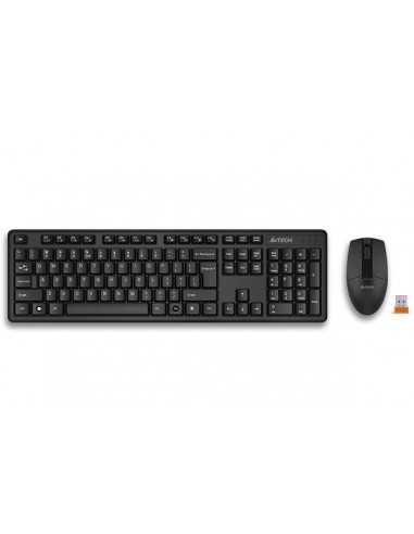 3330N,Kit TASTATURA si Mouse A4TECH, "GK-3+G3-330N", wireless, 104 taste format standard, mouse 1000dpi, 3/1 butoane, negru, "33