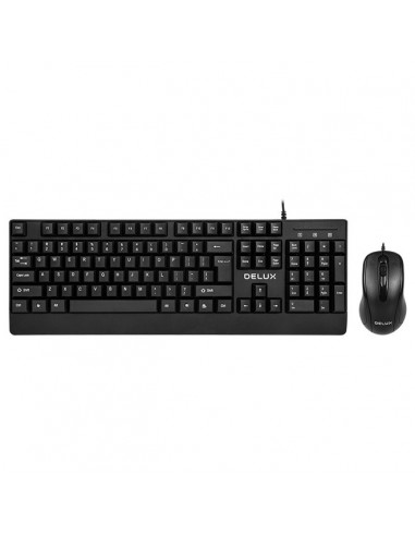 Kit TASTATURA si Mouse DELUX, "K6006U+M332BU", cu fir, 104
