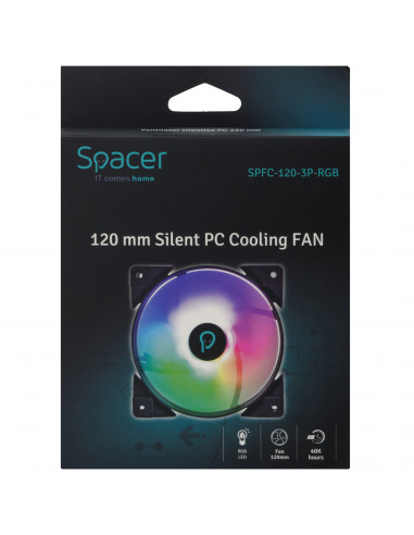VENTILATOR SPACER PC Silent 120x120x25 mm ARGB light cu