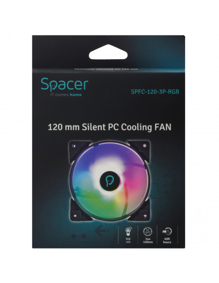 VENTILATOR SPACER PC Silent 120x120x25 mm ARGB light cu
