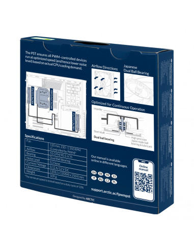 VENTILATOR ARCTIC PC 120x120x25 mm, "F12 PWM PST CO", low noise