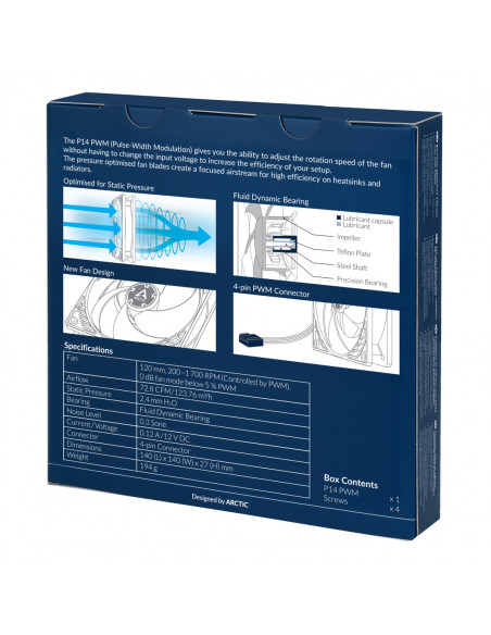 VENTILATOR ARCTIC PC 140x140x27 mm, "P14 PWM", high static