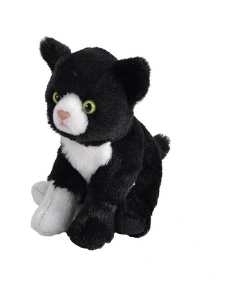 Pisica Alb cu Negru - Jucarie Plus Wild Republic 13 cm,WR25542