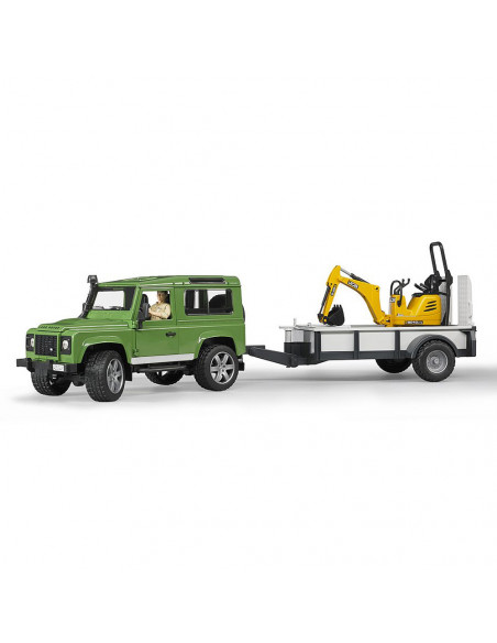 BRUDER - MASINA DE TEREN LAND ROVER DEFENDER CU REMORCA SI
