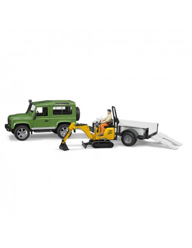 BRUDER - MASINA DE TEREN LAND ROVER DEFENDER CU REMORCA SI