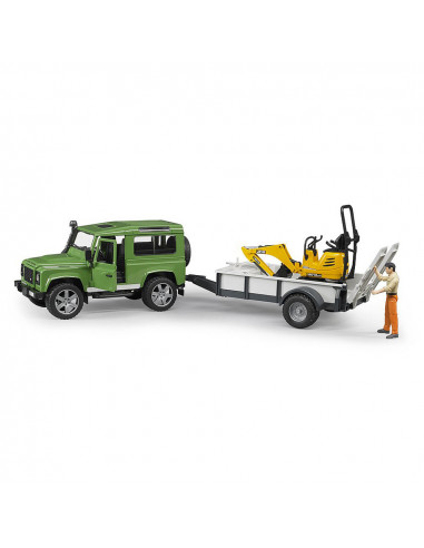 BRUDER - MASINA DE TEREN LAND ROVER DEFENDER CU REMORCA SI